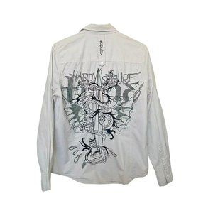 Ed Hardy Vintage Men's Godfather Modern Tattoo Shirt Rhinestone Snake Size M